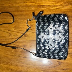 Miss Me Black and Silver Sequin Crossbody Bag